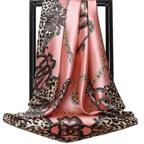 Scarf silky-feel warm tones rose cream gray - Picture 1 of 3